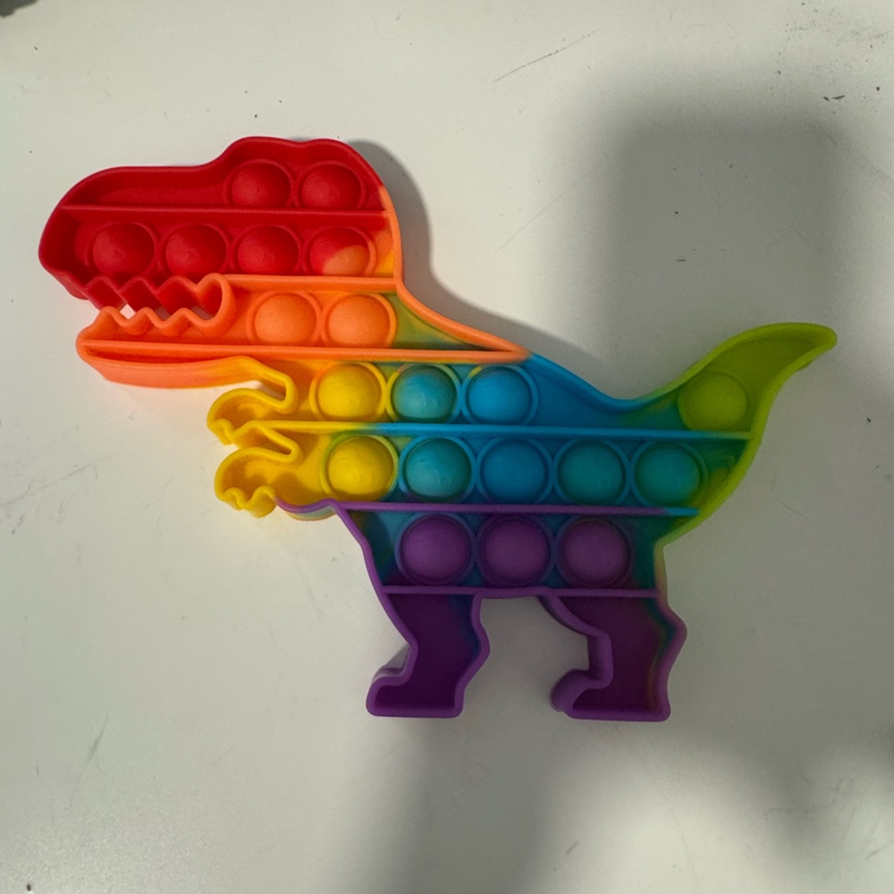 POP IT Dinosaur Shaped Rainbow Color Popper Fidget Toys Push Pop Bubble Sensory - Picture 5 of 5